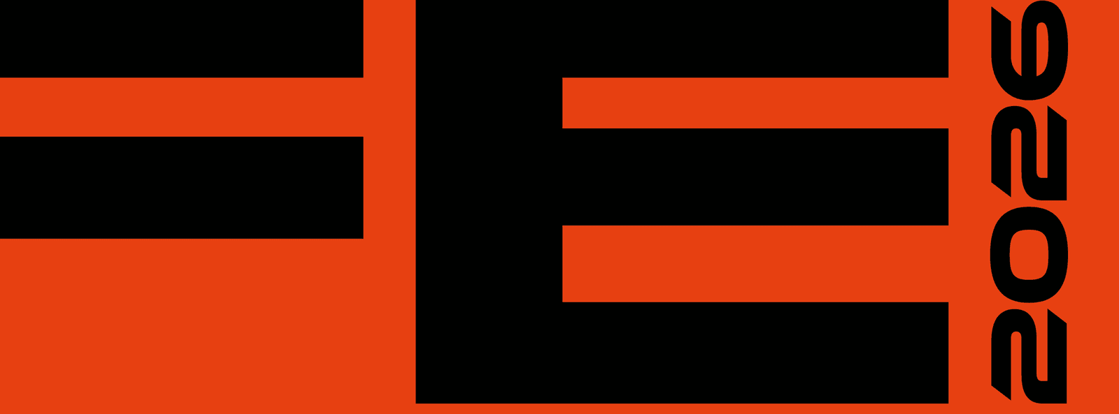 The year set in Ethnocentric Regular and rotated to read vertically down the outer right edge of the poster, black on brand orange, against the cropped display type of the field.