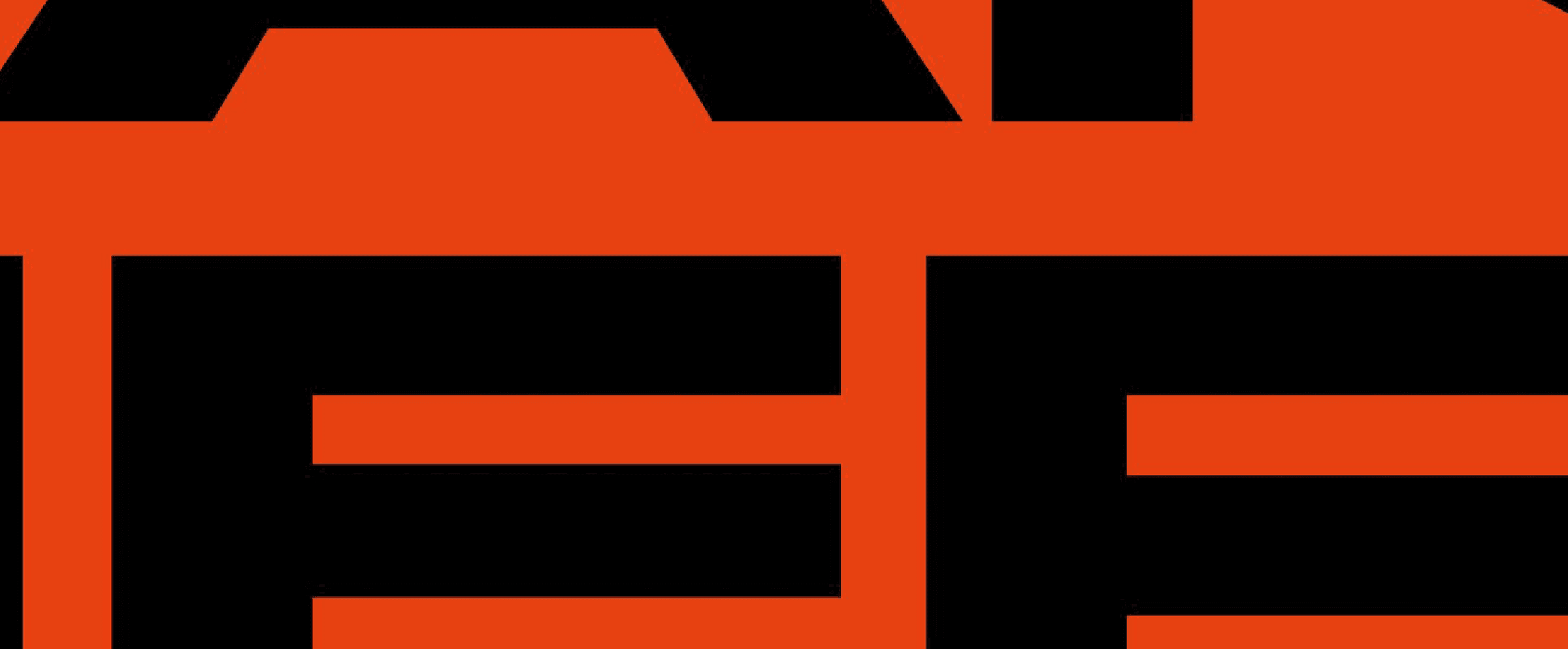 Repetition: CHEFE DO ANO set in heavy black capitals and repeated line after line down the orange field until the words stop reading as language and become texture.