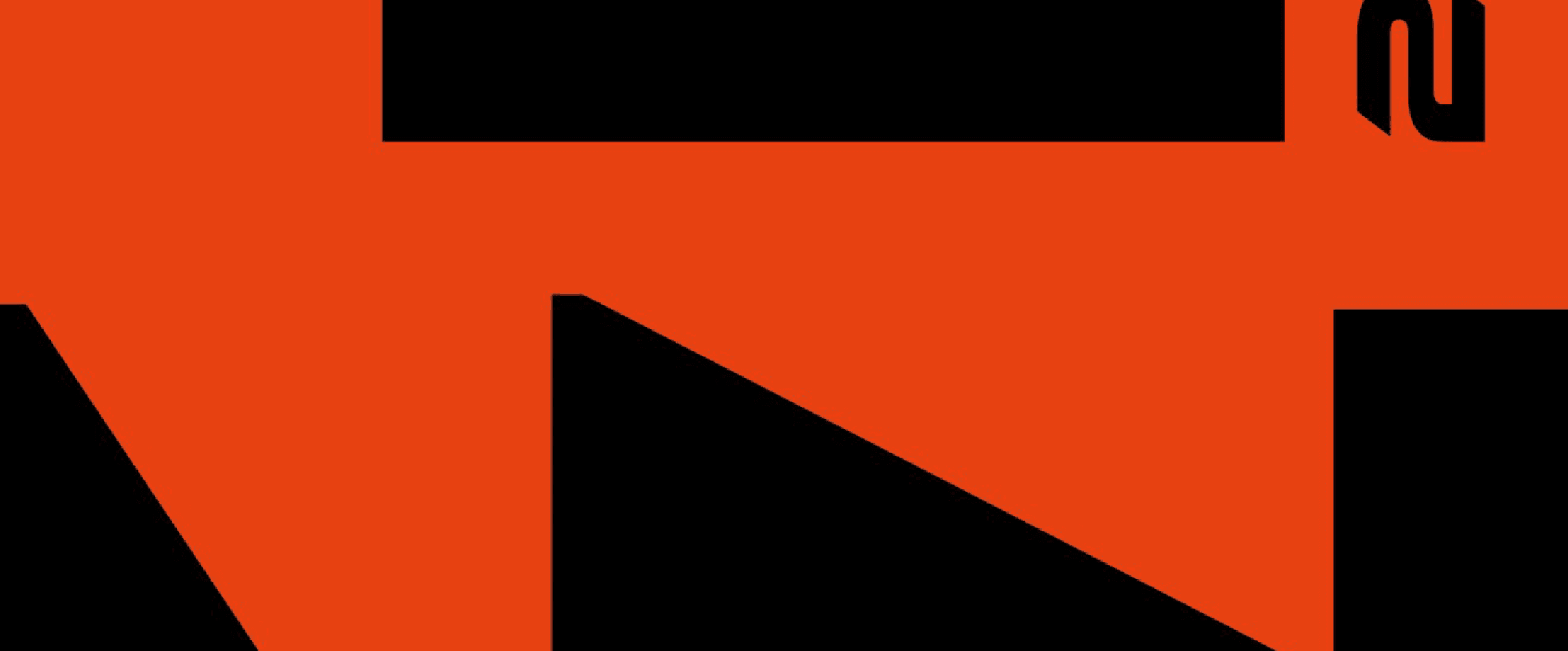 Cropping: the display capitals run off every edge of the frame, so only the middle of each letterform is visible and no word is ever fully contained.