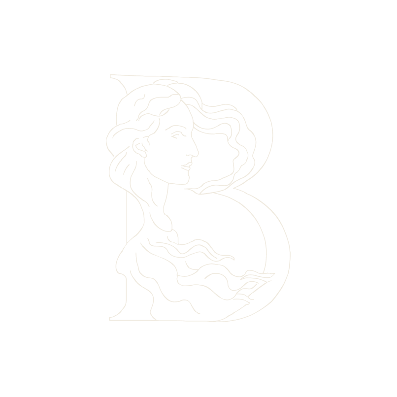 The finished B: the head filling the upper bowl and the hair the lower one.