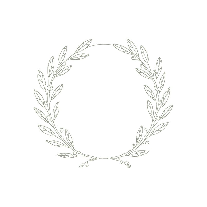 The contour for O: every leaf of the wreath as a single closed hairline.