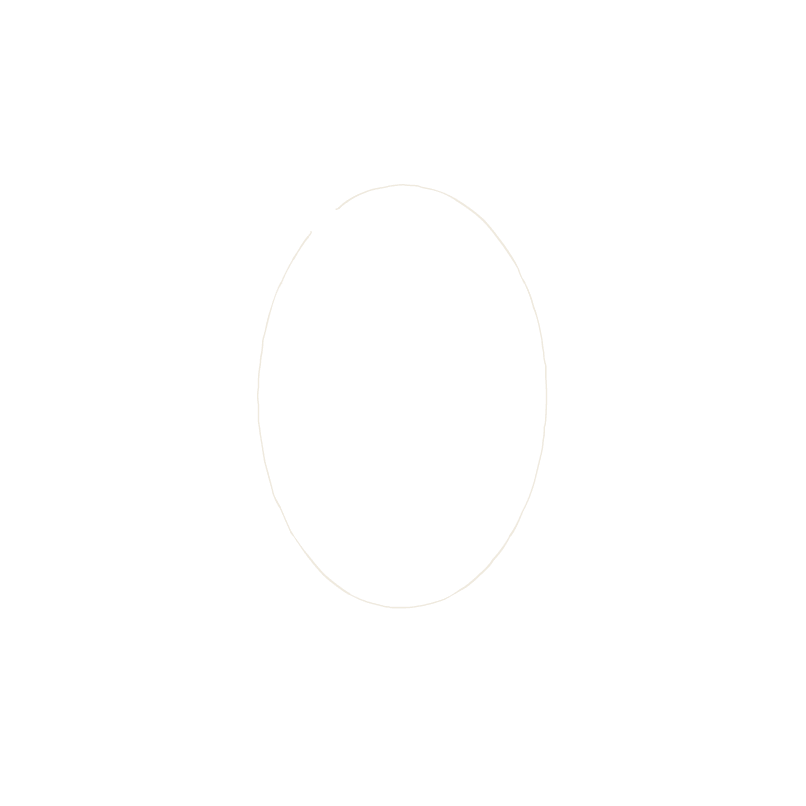 The skeleton for O: a bare oval ring, nothing else.