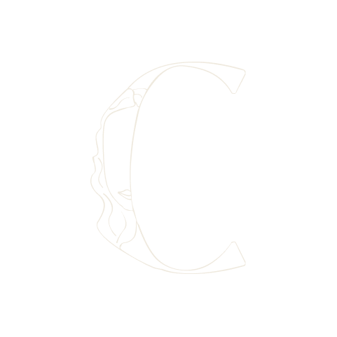The finished C: the veil carries the curve of the letter and the profile closes the aperture.