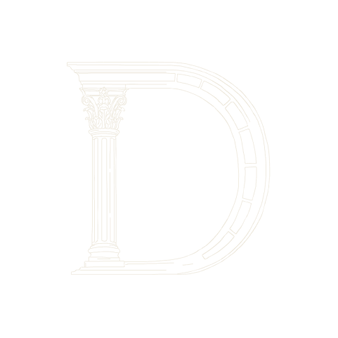The finished D: the fluted column stands as the stem, the capital sitting where the bowl springs off it and the coffering banding the curve.